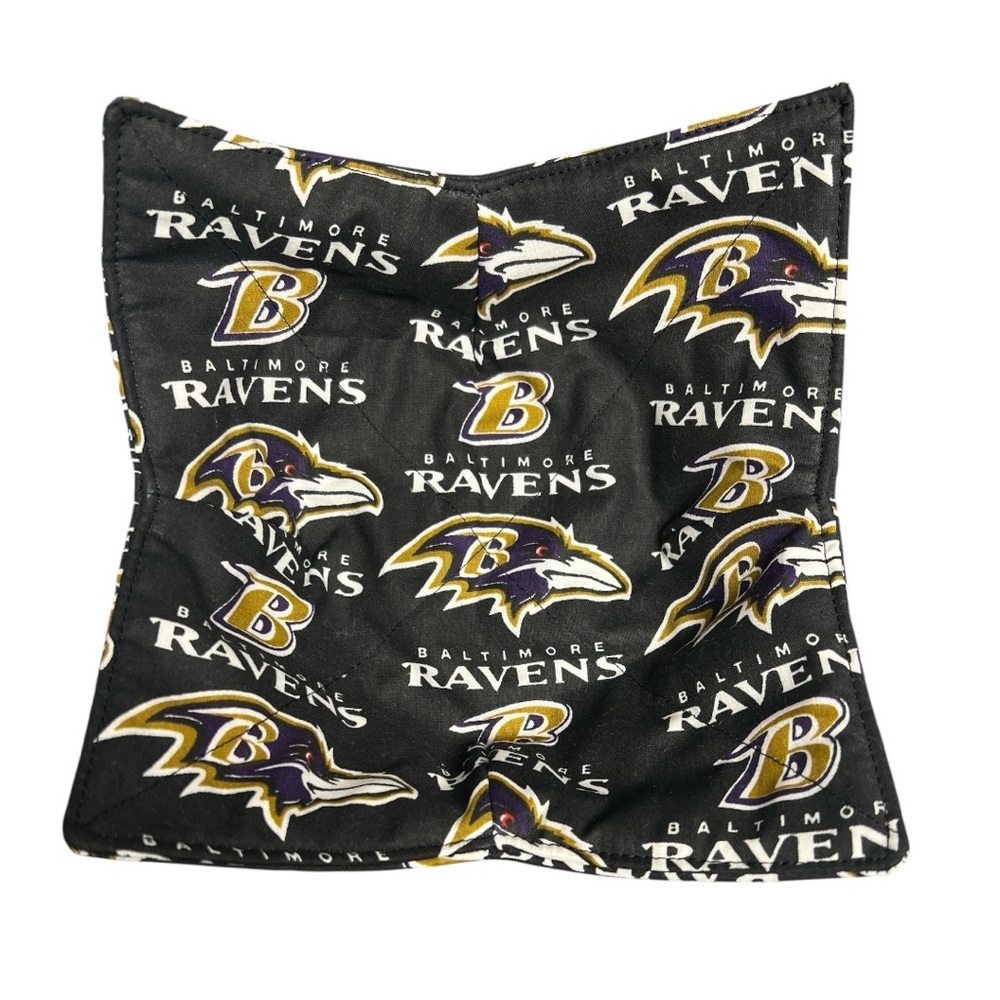 Hand Crafted Bowl Cozy Bowl Holder Microwavable Cotton Baltimore Ravens Black - Picture 6 of 10